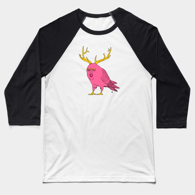 Flying Donald Trump Pigeon Elk Baseball T-Shirt by Joodls